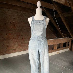 Distressed Relaxed Fit Denim Overalls Size 7